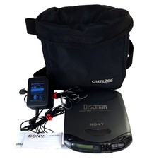 Sony Discman D-141 Portable CD Player Tested Working with Earbuds Charger Case