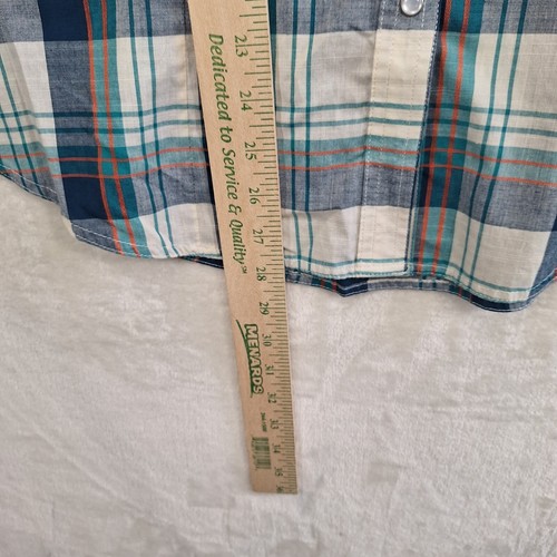 Wrangler Retro Women's Western Shirt Size L Pearl Snap Button Blue Green Plaid - Picture 6 of 12