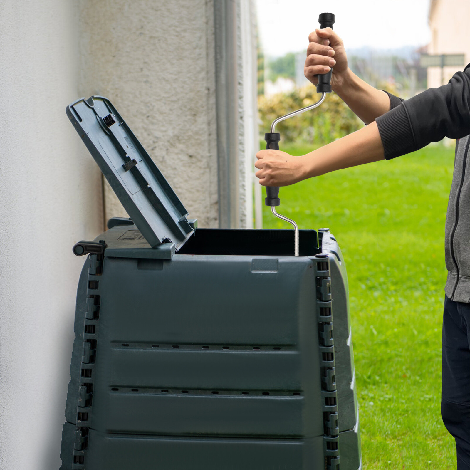 Aireador de compost maestro manual-girador de compost y herramienta de mezcla-manivela para compost