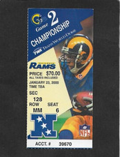 1/23/2000 St. Louis Rams NFC Championship Ticket Stub, Super Bowl XXXIV Season