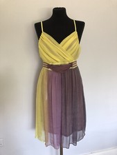 Purple and Yellow CHIFFON DRESS size UK 10