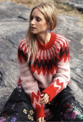 Erdem x H\u0026M Red and Cream Mohair Blend 