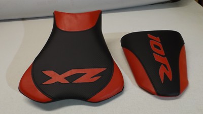 KAWASAKI ZX10R NINJA 04/05 BLACK C F TEXT./GOLD CUSTOM FRONT& REAR SEAT COVERS