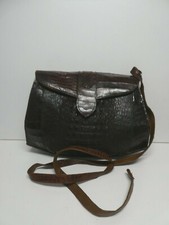 VINTAGE CROCODILE LEATHER HANDBAG TOTE TRAVEL CASE BAG 1960s CLASSIC