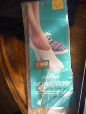 Vintage Kmart Sneaker Socks White Footies Terry Cotton Nylon NIP size 9 to 11 1/