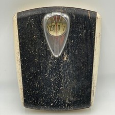 Vintage 1950s/1960s Borg Black / Chrome Bubble Glass Bathroom Scale Works