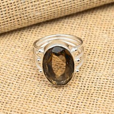 Amazing Smoky Topaz Gemstone Handmade 925 Sterling Silver Ring Jewelry