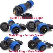 SD20 2-14pin Waterproof IP67 Connector,LED Power Cable Connector Plug Socket