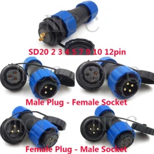 SD20 2-14pin Waterproof IP67 Connector,LED Power Cable Connector Plug Socket 
