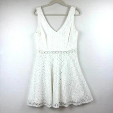 City Studio Mini Dress Juniors Size 11 Ivory Eyelet Lace Boho Beachy Coastal