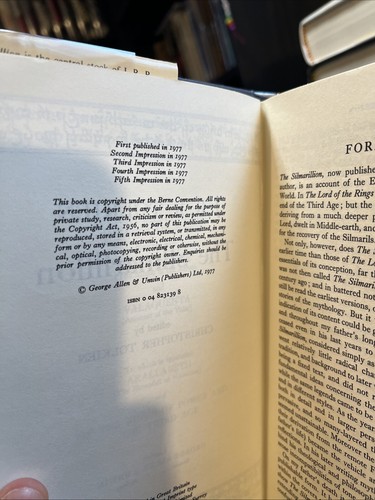 First Edition 5th Printing Tolkien Silmarillion Allen Unwin 1977 With Map - Picture 5 of 10