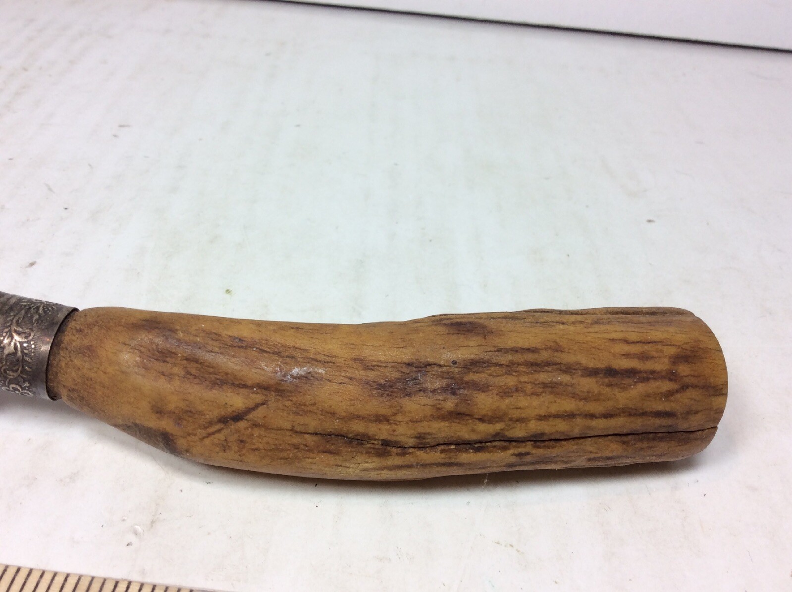 Antique Carving Fork w/ Sterling Band Stag Horn Antler Handle 10.5