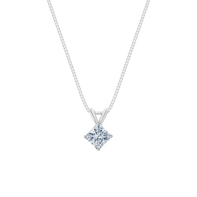 1/2 kt F/VS gedrechselter Princess Lab Created gewachsener Diamant 14 K Weißgold Halskette