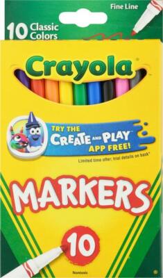 Crayola Fine Line Markers 10 Classic Colors