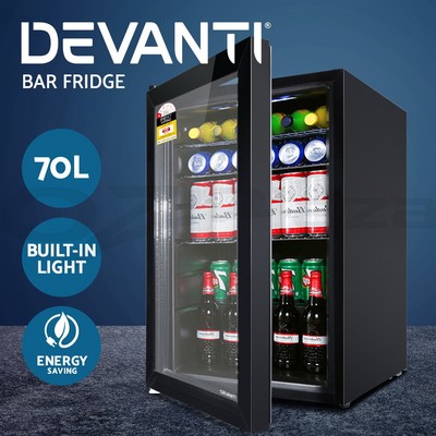 Devanti Bar Fridge Glass Door 70l Mini Freezer Countertop Beverage Fridges 9350062224465 Ebay