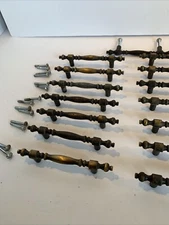 Vintage Brass/Metal Drawer Pulls 15~ French Country 3” Holes~5” L~Wear Patina