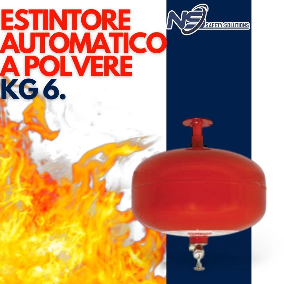 Estintore AUTOMATICO 6 kg A Polvere completo di staffa per box e garage