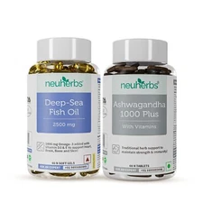 Neuherbs Deep Sea Fish Oil Softgel 60 Capsule And Ashwagandha 60 Tablets