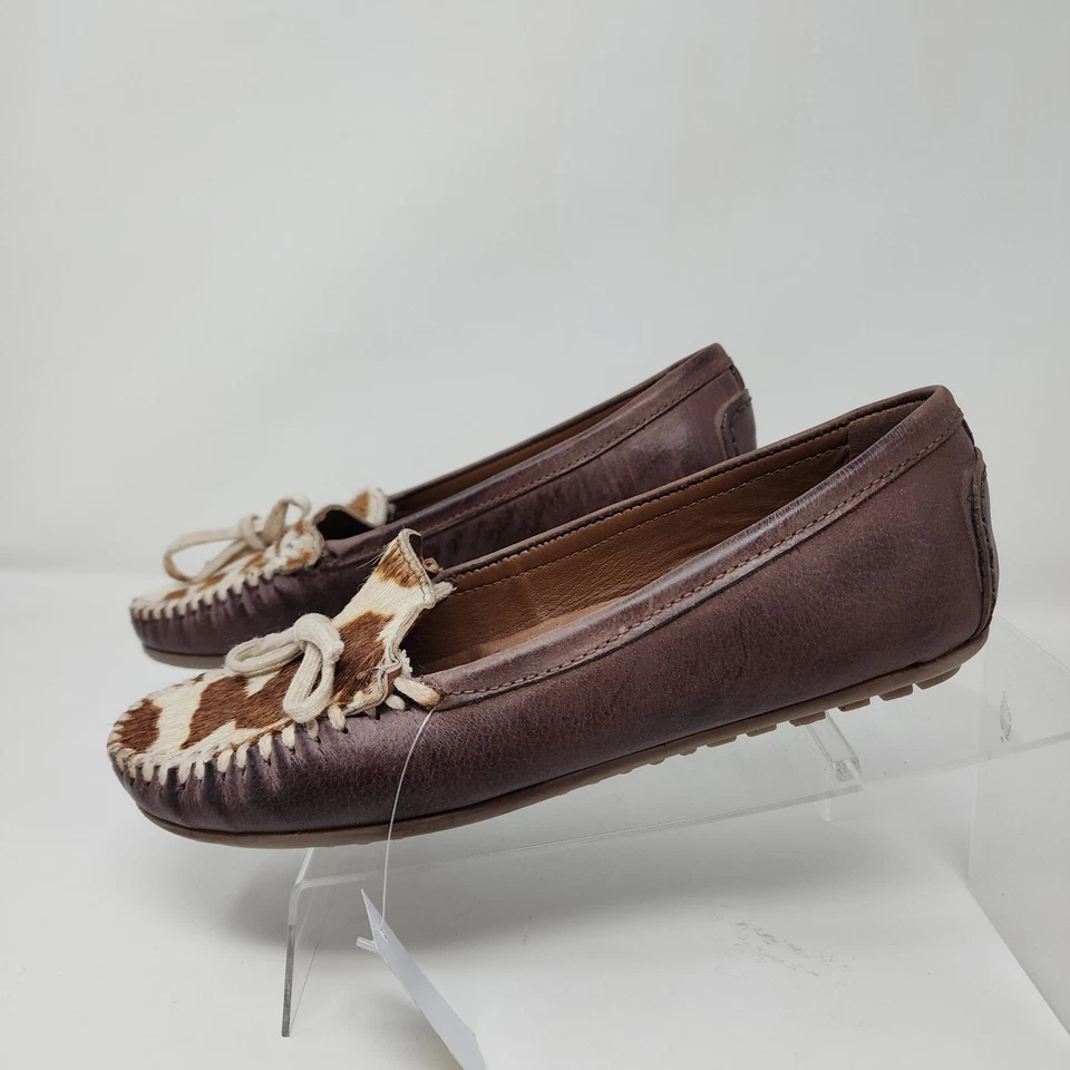 Mocassins Roper Feminino 5.5 Marrom Lilly Estampa de Vaca Sapatos de Couro de Vaqueira Ocidental - Imagem 3 de 4