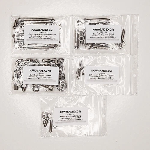 KAWASAKI KX 250 1974 1975 1976 full engine stainless PHILLIPS screw kit KX250