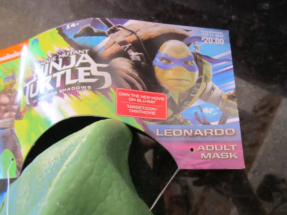 Nickelodeon Teenage Mutant Ninja Turtles Leonardo Rubies Adult Mask Rubber New - Image 2 of 4