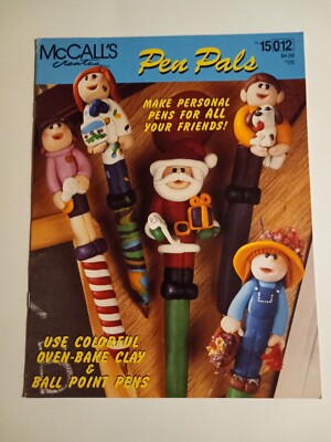 McCall's Create Pen Pals Baked Clay + Ball point pens Leaflet Crafts rare