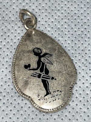 925 Silber ovaler  Amor Anhänger mit Amorbild,3.7g,L-3.3cm,B-1.8cm,gereinigt