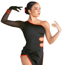 Dance Costume Large Child Orange 10th House TH24172 Jazz Rhinestone Asymmetrical