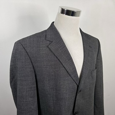 Hugo Boss 44R Einstein US Sport Coat 100% Wool Gray Nailhead Three Button