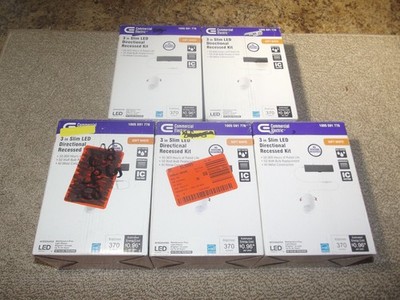 Lot of 5 Commercial Electric 3'' White Adjustable Cylinder LED Lighting Kits
