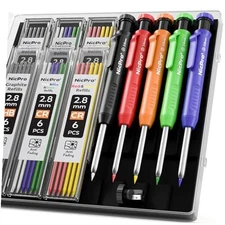  5 Pack Carpenter Pencil with Sharpener, Mechanical Pencils Set with 41 5 PACK