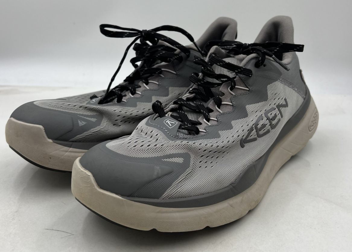 Scarpe da corsa Keen uomo taglia 11 grigie nere sportive leggere sneakers trail