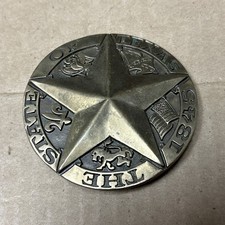 State of Texas Belt Buckle Solid Brass Oil Well Longhorn Vtge Award Design Metal