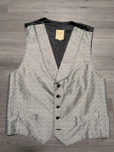 Wah Maker Men's Gray Diamond Print Western Frontier Formal Cowboy Vest Size XL - product listing photo