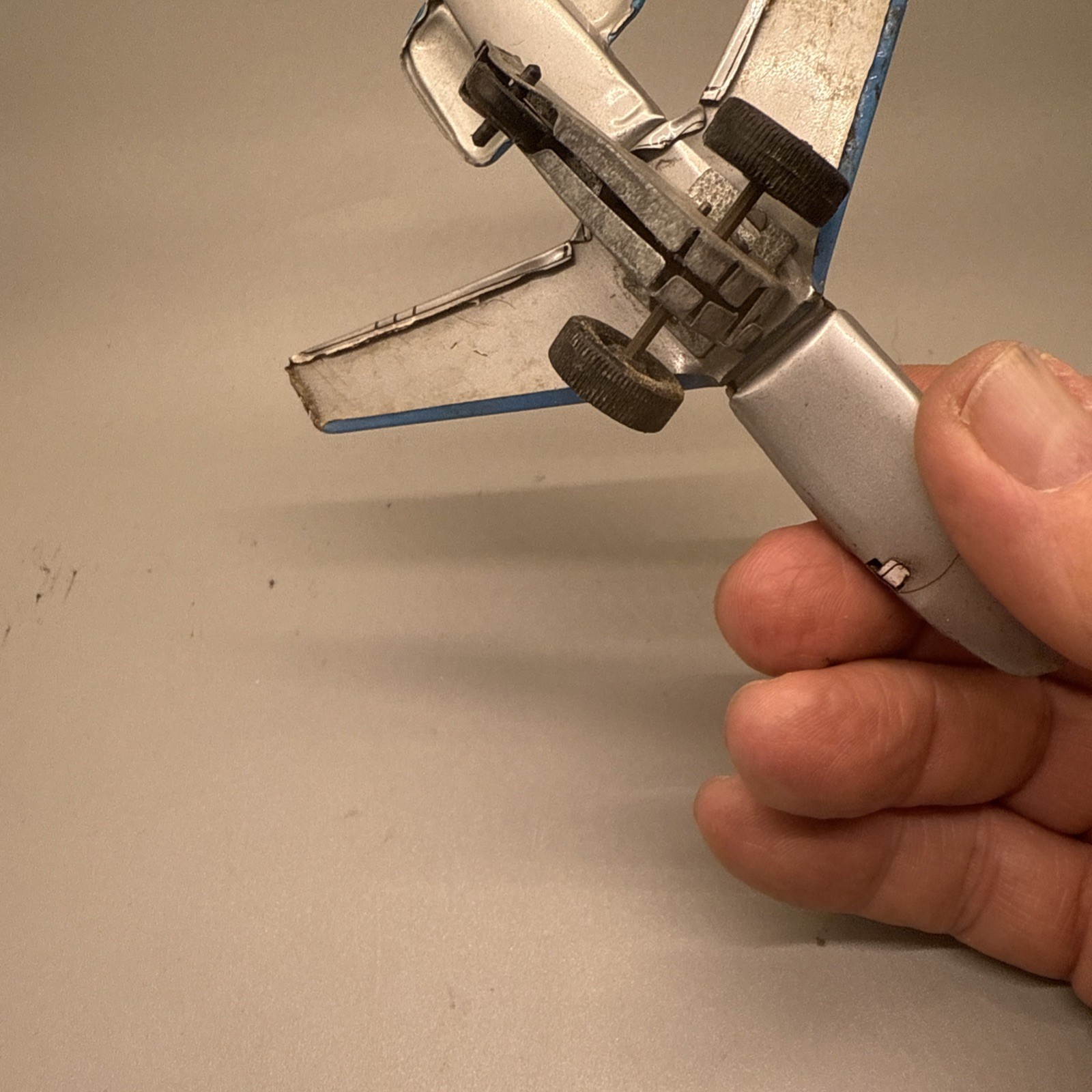 Vintage Japan Tin Litho Friction Airplane 5" TWA Boeing 727 Plane