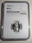 1943(S) LINCOLN CENT NGC CERTIFED MS65 RD Steel War Cent