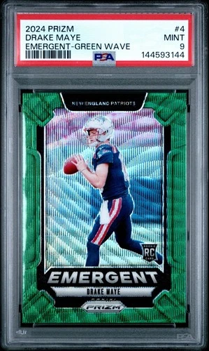 2024 Panini Prizm Drake Maye Emergent Green Wave Rookie #4 PSA 9 Mint