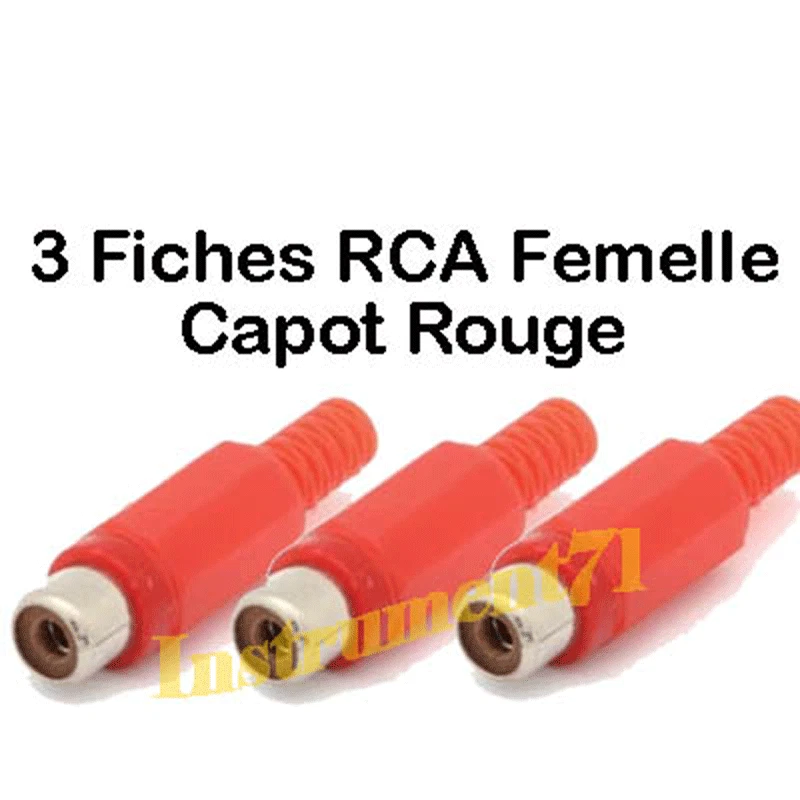 3 Fiches RCA Femelle couleur Rouge Connections à Souder - Photo 1/1