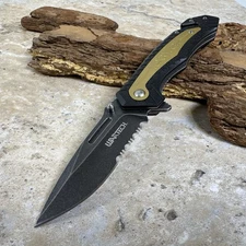 9" Tactical Black SPRING ASSISTED Flip Open Folding Pocket Knife Hunting