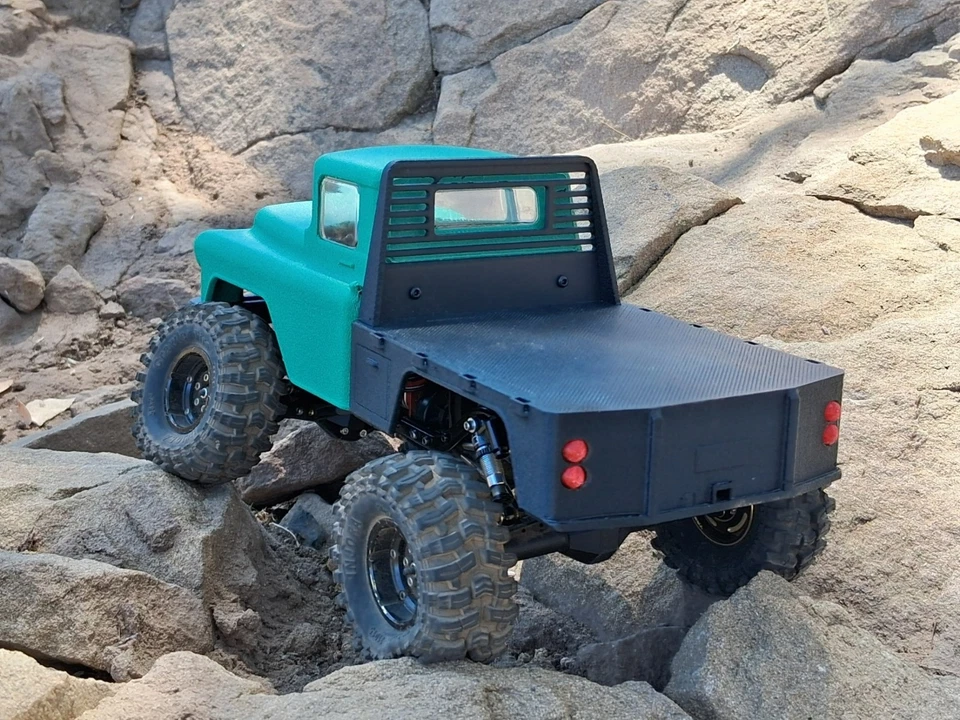 AxialSCX24 truck body green Chevy3800 1955Flatbed Fits C10 JLU Bronco & Basecamp - Image 3 of 4