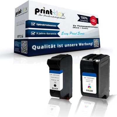 2x Premium Tintenpatronen für HP 15+17 Ink Cartridges Rebuild - Easy Print Serie