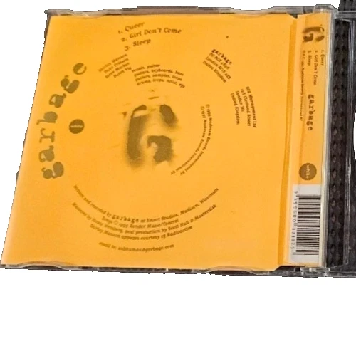 GARBAGE Queer RARE Australian 3trk CD Single 1995 Hype Sticker MINT - Image 2 of 3