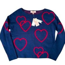 Womens Navy Heart Sweater