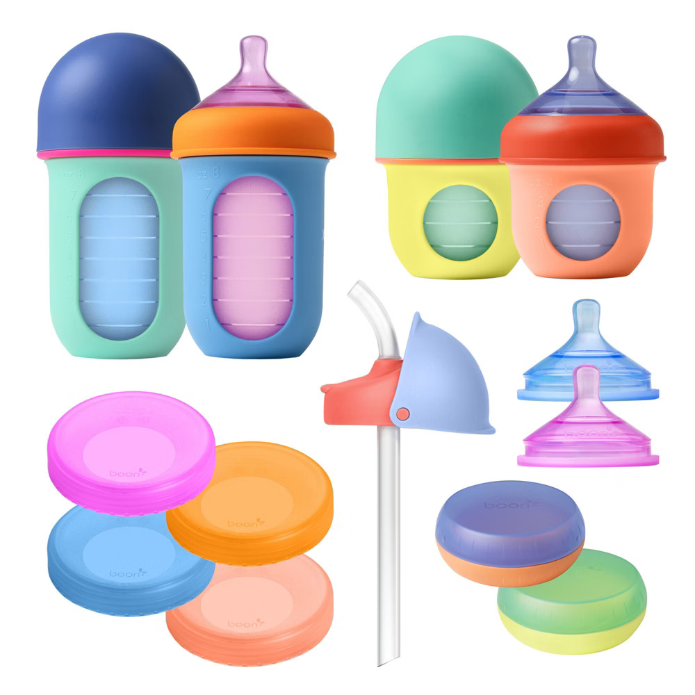 Boon Nursh Reusable Silicone Pouch Baby Bottle Grow-with-Bab