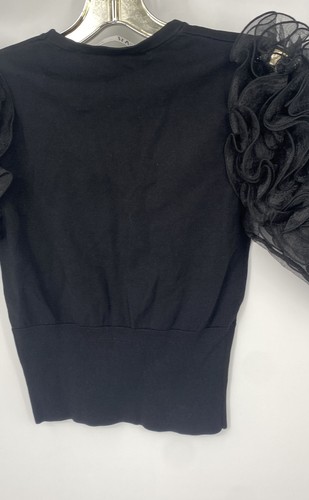 Zara Womens Black Short Sleeve Crew Neck Pullover Blouse Top Size Small - Afbeelding 4 van 6