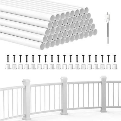 100 Pack 32'' White Aluminum Deck Balusters with UV Connectors, 3/4'' Diameter