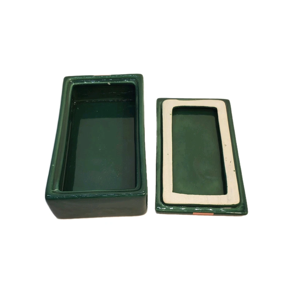 Marshall Field’s & Co Frango Mint Candy Trinket Dish Ceramic Green Box Lid - Image 4 of 4