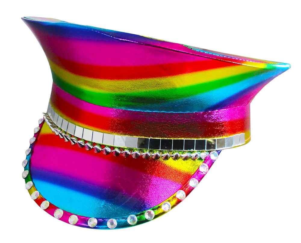 RAINBOW PRIDE SEQUIN CAPTAIN HAT - NWT! RAINBOW PRIDE SEQUIN CAPTAIN HAT - NWT! main image 2