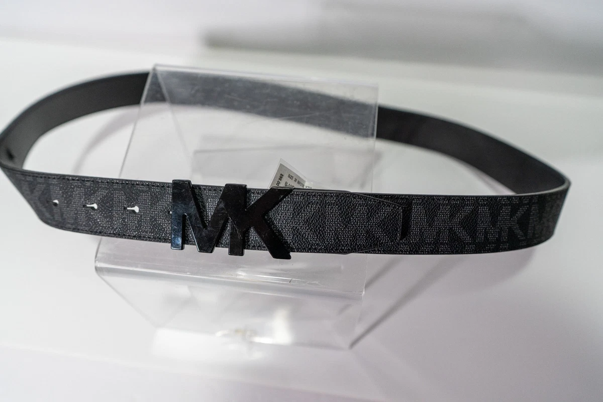Michael Kors Black Leather Men\'s Belt with Silver MK Charm Michael Kors MK Mens Belt New | Mercari main image 3