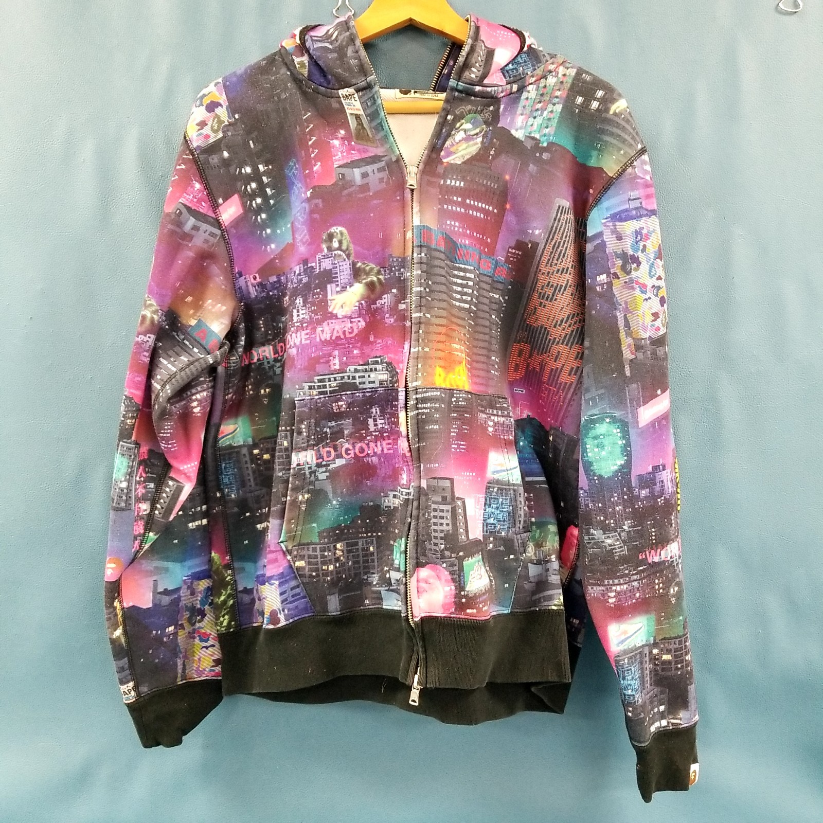 A Bathing Ape Multicolor City Pattern Full Zip Sh… - image 1